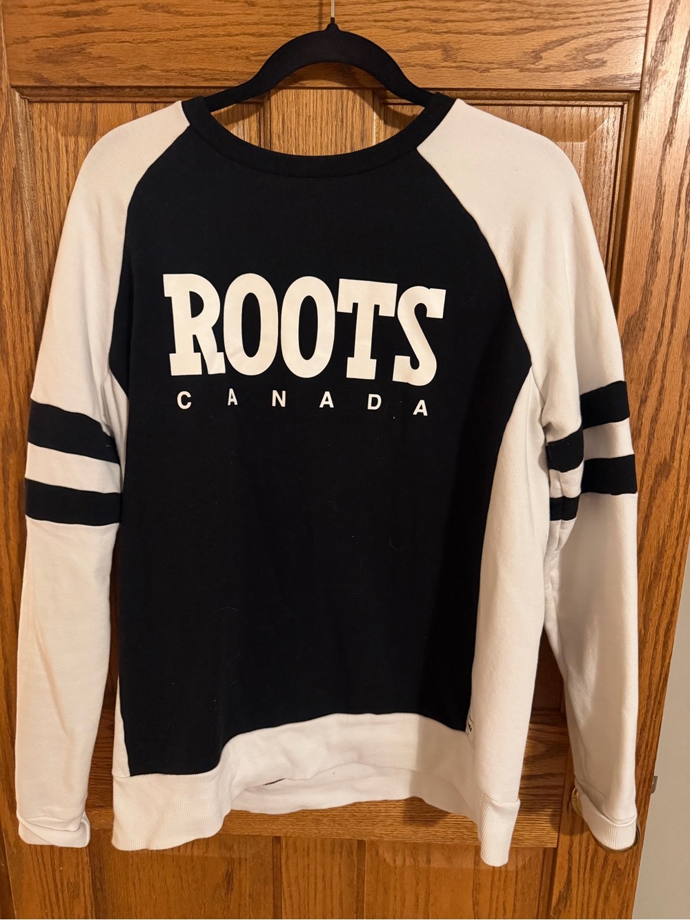 Women’s Roots Black Crewneck Sweatshirt with White Graphic